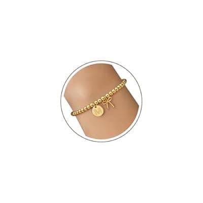 [BAYLAY] BAYLAY Gold Beaded Bracelets for Women-Initial Bracelet Gold Bracelets for Women Copper Beaded Bracelet for Womens Waterproof Jewelry Non Tarnish Jewelry Pulseras para Mujer Gifts for Girlfriend Mom