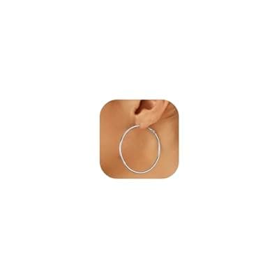 XIUQILAI 14K Gold Plated 925 Sterling Silver Posts large Hoop Earrings for Women, Hypoallergenic Big Hoop Earrings Lightweight Jewelry for Women 30/40/50/60/70MM
