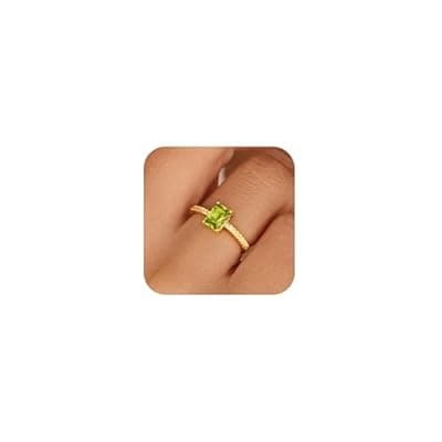 [Honsny] Honsny Gold Birthstone Rings for Women Non Tarnish Wedding 14K Gold Plated Emerald Engagement Promise Rings Cubic Zirconia Stackable Dainty Gemstone Pinky Eternity Band Ring Jewelry Birthsday Gifts