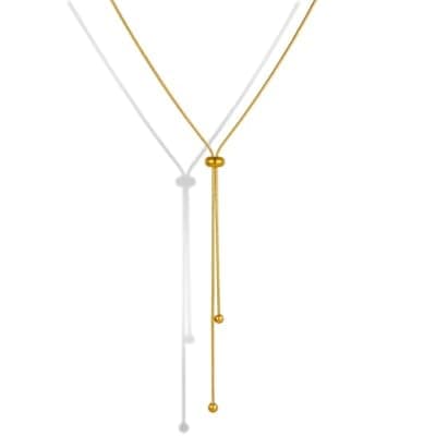 [Hclian] Hclian Lariat Necklace for Women Dainty Gold Long Necklace 14k Gold Plated Adjustable Y-Shaped Pendant Necklace Sliding Lariat Chain Minimalist Layered Statement Jewelry