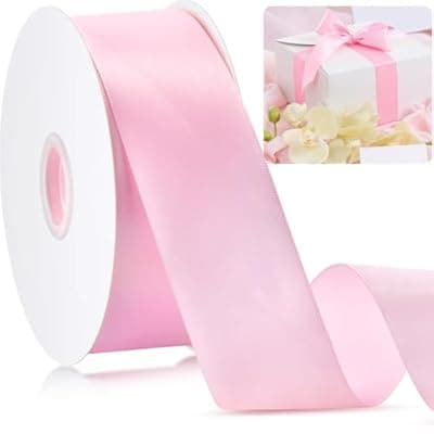 [WUINOID] 1-1/2" Pink Ribbon, 50 Yards Ribbon for Gift Wrapping, Fabric Ribbons for Flower Bouquet Bridal Wedding Party Decoration Crafts Bow Making, Present Wrapping Ribbons for Every Holiday
