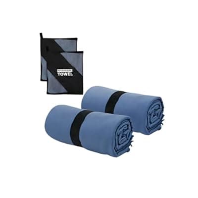 [Yaozoon] Yaozoon Microfiber Camping Towel for Face Quick Dry Lightweight Small Travel Body Beach Swimming Cycling Fishing Hiking Backpacking Towels(Navy Blue, 2 Pack S)