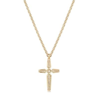 [Valloey Rover] Valloey Rover Cross Necklace for Women,Dainty 14K Real Gold Plated Diamond Cubic Zirconia Cross Crucifix Faith Pendant Necklace Trendy Christian Easter Basket Essentials Stuffers Religious Jewelry Gif