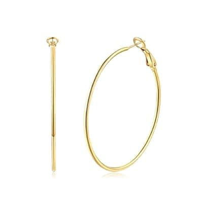 [XIUQILAI] XIUQILAI 14K Gold Plated 925 Sterling Silver Posts large Hoop Earrings for Women, Hypoallergenic Big Hoop Earrings Lightweight Jewelry for Women 30/40/50/60/70MM