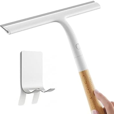 [Diveotree] Silicone Shower Squeegee for Glass & Doors, Diveotree Multi-Purpose Squeegee for Bathroom Shower/Windows/Glass/Door, Heavy Duty Scrubber for Car Windshield Cleaning (White, 1pack)