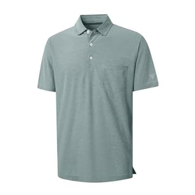 [M MAELREG] M MAELREG Golf Shirts for Men Heather Pocket Lightweight Moisture Wicking Cllared Stretch Mens Polo Shirts Short Sleeve