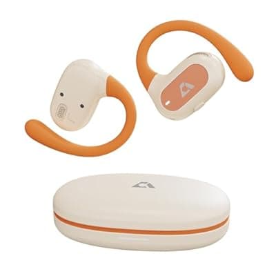 YMOO Open Ear Wireless Bluetooth 5.2 Headphones for Runners, IPX4 Waterproof Air Conduction Headphone, 16.5mm HiFi Earphones, 40ms Low Latency, 34H Gaming Earbuds for Treks, Exercise, Tour (Orange)