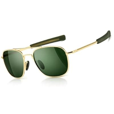 [SUNGAIT] SUNGAIT Men's Military Style Polarized Pilot Aviator Sunglasses Bayonet Temples