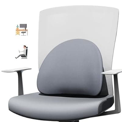 [SHAKERINO] SHAKERINO Lumbar Support Pillow for Office Chair & Car - Ergonomic Back Support for Office Chair, Enhances Car Seat Comfort, All-Season Memory Foam for All-Day Relief & Better Posture (Gray)