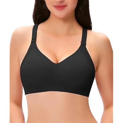 [Finduself] Finduself Jelly Bras for Women Deep V Wireless Seamless Tshirt Bras Push Up Plunge Supportive No Underwire Bralettes Bras