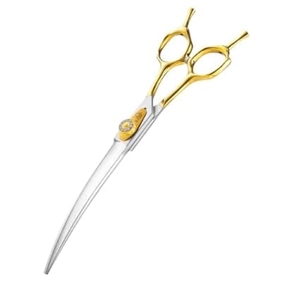 [Ethyxe] Ethyxe 7 Inch Curved Dog Grooming Scissors Made Of 440C Stainless Steel Professional Downward Curved Pet Face Trimming Shears with Jewelled Screw, Sharp & Comfortable for Groomers