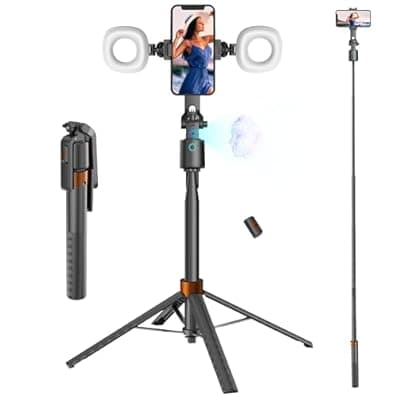 [SYHsdzg] 70" Auto Face Tracking Phone Tripod 360 Rotation,No App Required，Phone Tripod for w/Fill Light and Remote Control, Smart Shooting Stand for Vlog/TIK Tok Live Streaming YouTube Video Record