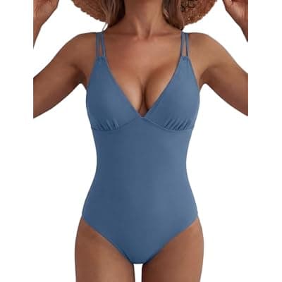 [ZAFUL] ZAFUL Womens One Piece Swimsuits Tummy Control Push Up Bathing Suit Double Straps Crisscross Back Tie Swimwear