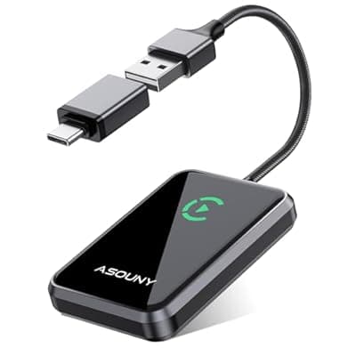 [ASOUNY] Apple CarPlay Wireless Adapter, Convert OEM Wired CarPlay to Wireless Dongle, 5.8GHz WiFi & Bluetooth Car Adapter, Plug & Play Auto Connect, Compatible with Cars (2016+) & iPhone iOS 10+, Dark Grey