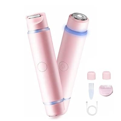 [Ctpceept] 2026 New Bikini 2-in-1 Trimmer Electric Razor with Built-in LED Lights & Adjustable Cutter Head, Cleaning Brush，Fast USB Charge for Sensitive Skin Shaver for Body, Legs, Underarm,Complete Gift Set