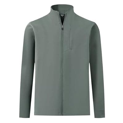 [M MAELREG] MAELREG Mens Full Zip Up Jacket Casual Stand Collar Lightweight Golf Softshell Windbreaker Jacket for Men 5 Pockets