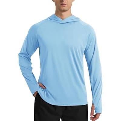 [BOOJO] UPF 50+ Fishing Shirts for Men - Long Sleeve UV Sun Protection Hoodie Lightweight Rash Guard for Hiking Running Athletic