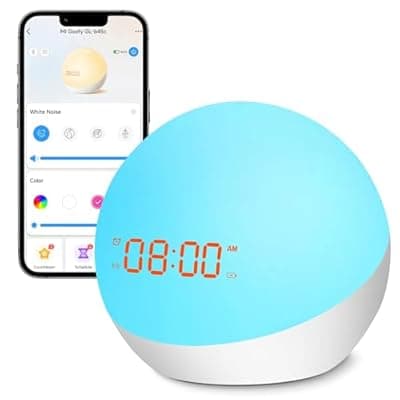 [Homidy] Homidy Alarm Clock for Kids, Sleep Trainer, Toddler Alarm Clock, Portable Baby Sound Machine, Children’s Night Light Clock, for Bedroom (4th Gen,2024 Release) (White, S)