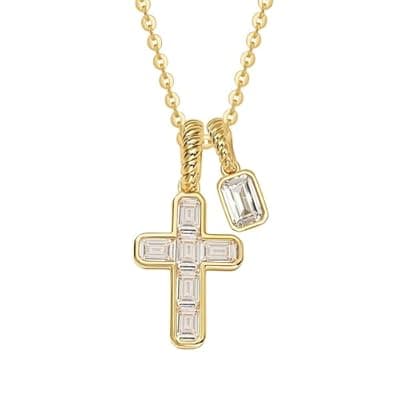 [Fettero] Fettero Gold Cross Necklace for Women Teen Girls - Double Pendant Necklaces 14K Gold Plated Removable Cross Necklace Dainty Simple Gold Necklace for Women Trendy Faith Gold Jewelry Gifts