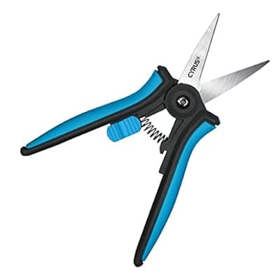 CYRUS 6”Garden Scissors Small Pruning Shears with Straight Blades,Hand Pruners for gardening,Micro-tip Floral Flower Shears Stainless Steel,Blue