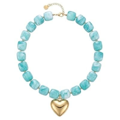 [ZOLZO] ZOLZO Chunky Heart Necklaces, Colorful Resin Necklace, Heart Statement Necklace Trendy, Summer Vacation for Women, Birthday, Mothers Day