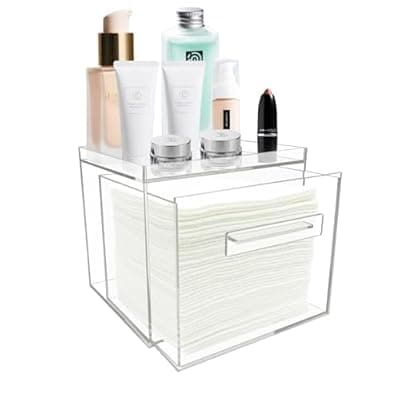 [ShinyDew] ShinyDew Disposable Facial Towel Holder, Acrylic Container Compatible with Clean Skin Club Towel XL, Clear Storage Box for Bathroom and Vanity Countertop
