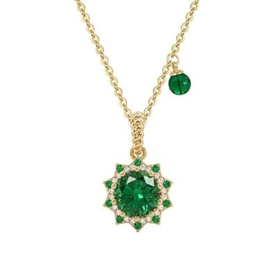 [MTMY] MTMY Birthstone Necklace for Women, 14K Gold Plated Sunburst Necklace with Removable Charm Birthday Jewelry Gift