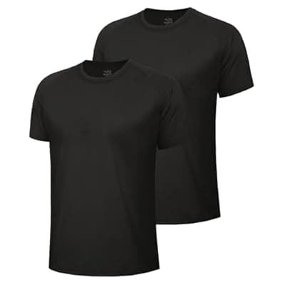 [BOOJO] BOOJO Workout Mens Shirts - Casual Black Quick Dry Moisture Wicking T-Shirts Crew Neck Short Sleeve for Gym Athletic Running