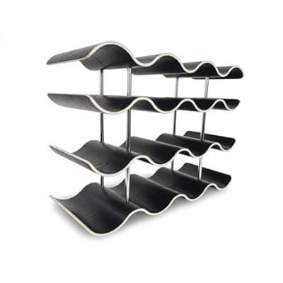 [BRILLANOVA] Countertop or tabletop wine rack - Holds 15 bottles of wine - Premium engineered wood 3-tier wine rack - Wavy wine organizer for kitchen, closet, pantry, home, bar