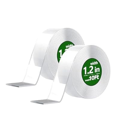 [YAKUNCL] YAKUNCL 2 Rolls Heavy Duty Double Sided Nano Tape, Strong Adhesive Acrylic Mounting Tape, Removable Traceless Washable Strips, Transparent No Drill Wall Tape for Home Office Car Organization & Decor