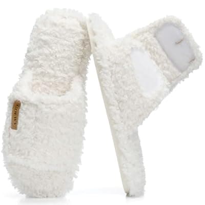 [GOEWY] GOEWY Adjustable Open-Toe Women's Slippers,Cozy House Slippers with Memory Foam Indoor Outdoor Non-Slip Cute Ladies Shoes Sandals Gifts for Women Her Mom Bridesmaid