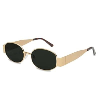 [Chiseyhue] Chiseyhue Retro Oval Sunglasses for Women - Gold Sunglasses for Women, Fashion Trendy Shades UV400 Protection