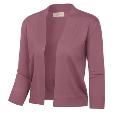 [GRACE KARIN] GRACE KARIN Women's 3/4 Sleeve Knit Cropped Cardigan Sweaters Open Front Bolero Shrugs Sweater Tops S-3XL