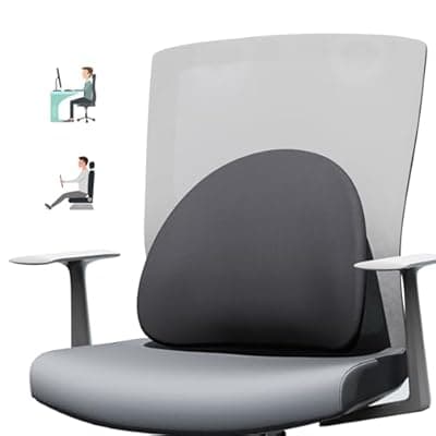 [MXPOLY] MXPOLY Lumbar Support Pillow for Office Chair and Car with All-Season Adaptive Memory Foam, Ergonomic Back Support for Lower Back Pain Relief, Stay-Put Stain-Proof Silicone Grip (Black)