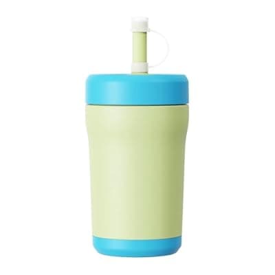 [Sursip] Sursip Toddler Kids Insulated Tumbler with Straw and Lid, 12 oz Vacuum Stainless Steel Sippy Cup Spill Proof with Transparent Visible Lid, BPA Free & Dishwasher Safe - Bluegreen