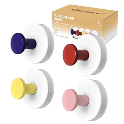 [Xikelooy] Xikelooy Suction Cup Hooks, Suction Cup Hooks for Shower,Removable Towel Hooks for Bathroom Window Glass Door Wall, Bath Robe Looafh Wreath Hook for Hanging