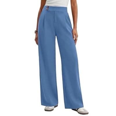 [LOOKBOHO] LOOKBOHO Women's Dress Pants Wide Leg Stretchy Work Trousers High Waisted Pleated Business Casual Pants with Pockets