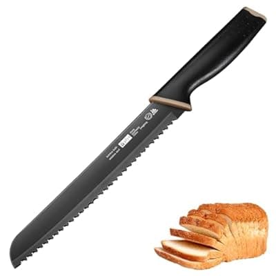 [Plys] Plys 8-Inch Serrated Bread Knife – Premium Stainless Steel Blade with Rust-Resistant Coating, Non-Slip PP Ergonomic Handle, 14° Angle for Crusty Loaves, Baguettes, Sourdough & Hard Breads