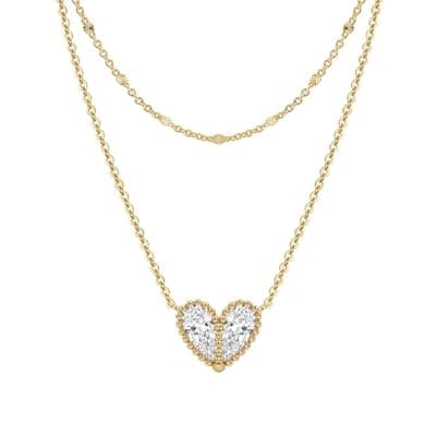 [MTMY] MTMY Dainty Layered Heart Necklace for Women, 14K Gold Plated CZ Love Heart Pendant Choker Necklace with Adjustable Chain Jewelry Gift