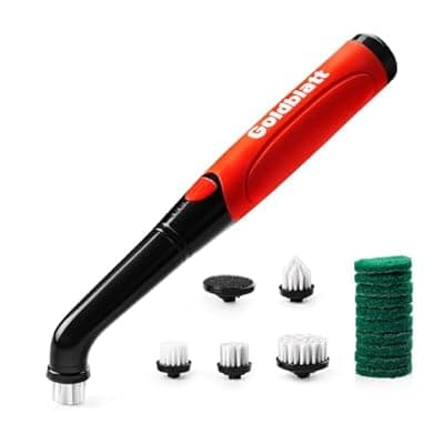[Goldblatt] Goldblatt Cordless Electric Spin Scrubber 18-Piece Kit, Power Scrubber with Battery Indicator Light, Waterproof Electric Cleaning Brush for Grout, Tile, Bathroom, Kitchen Cleaning