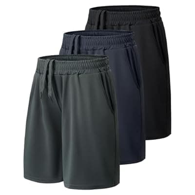 [BOOJO] BOOJO 3 Pack Athletic Basketball Boys Shorts - Teen Black Soccer Running Baseball Quick Dry Shorts with Pockets for Youth