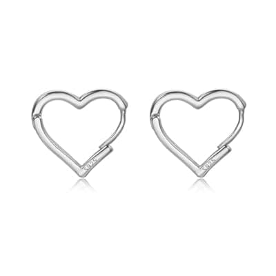 DHZJTSL 925 Sterling Silver 1.6CM Heart Hoop Earrings for Women Girls, with 925 Sterling Silver Posts, Sweet Love Heart Shaped Earrings