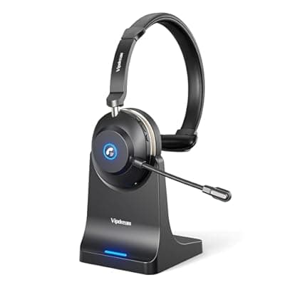 [Vipdream] Vipdream Wireless Headset with Microphone for Work, Bluetooth 5.3 Computer Headset for Laptop, 45 Hours Battery Life & Mute Button, Headset with Mic for PC, iPhone, Zoom, Skype, Office & Home