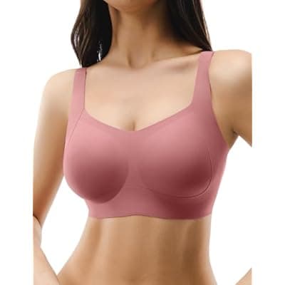 [Lehoba] Lehoba Seamless Bras for Women, Wireless Supportive Bra Comfortable No Underwire Full Coverage Push Up Bra Plus Size