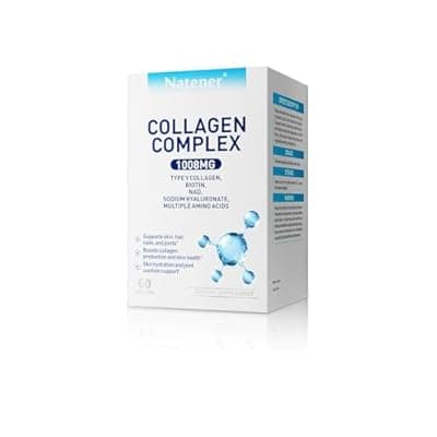 [Natener] Natener 11 in 1 1008mg Collagen Complex Proprietary Blend with Type V Collagen, Biotin, Hyaluronic Acid - Multi Collagen Capsules for Women Men Supports Skin, Joints, Hair & Nails, 60 Capsules