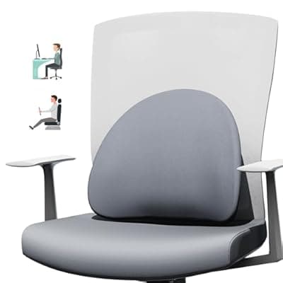 MXPOLY Lumbar Support Pillow for Office Chair and Car with All-Season Adaptive Memory Foam, Ergonomic Back Support for Lower Back Pain Relief, Stay-Put Stain-Proof Silicone Grip (Gray)