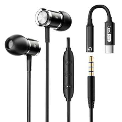 [BYZMODLX] Wired Earbuds with ENC Noise Cancelling Microphone, in Ear Monitor (IEM) Wired Headphones with USB Type C & 3.5mm Jack, HiFi Deep Bass Earphones for iPhone 16/15 Pro Max/PC/Gaming