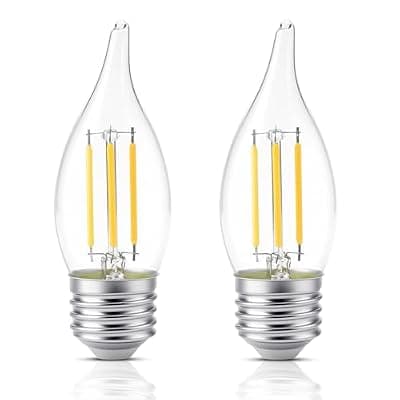 [KINUR] KINUR Candelabra LED Light Bulbs 40W Equivalent,E26 Base C35 LED Chandelier Bulbs, 2700K Warm White Decorative Candle Bulb,for Ceiling Fan Home Decor 2-Pack