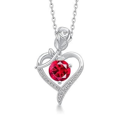 [The sparkle sign] The Sparkle Sign 925 Sterling Silver Rose Heart Pendant Necklace Adjustable,Birthstone Necklace, minimalist, and elegant women's jewelry Fashion accessory for women Ideal anniversary and Valentine's D