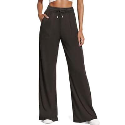 JEKAOYI Women's Casual Pants with Drawstring Lightweight Wide Leg Pants High Waisted Slacks